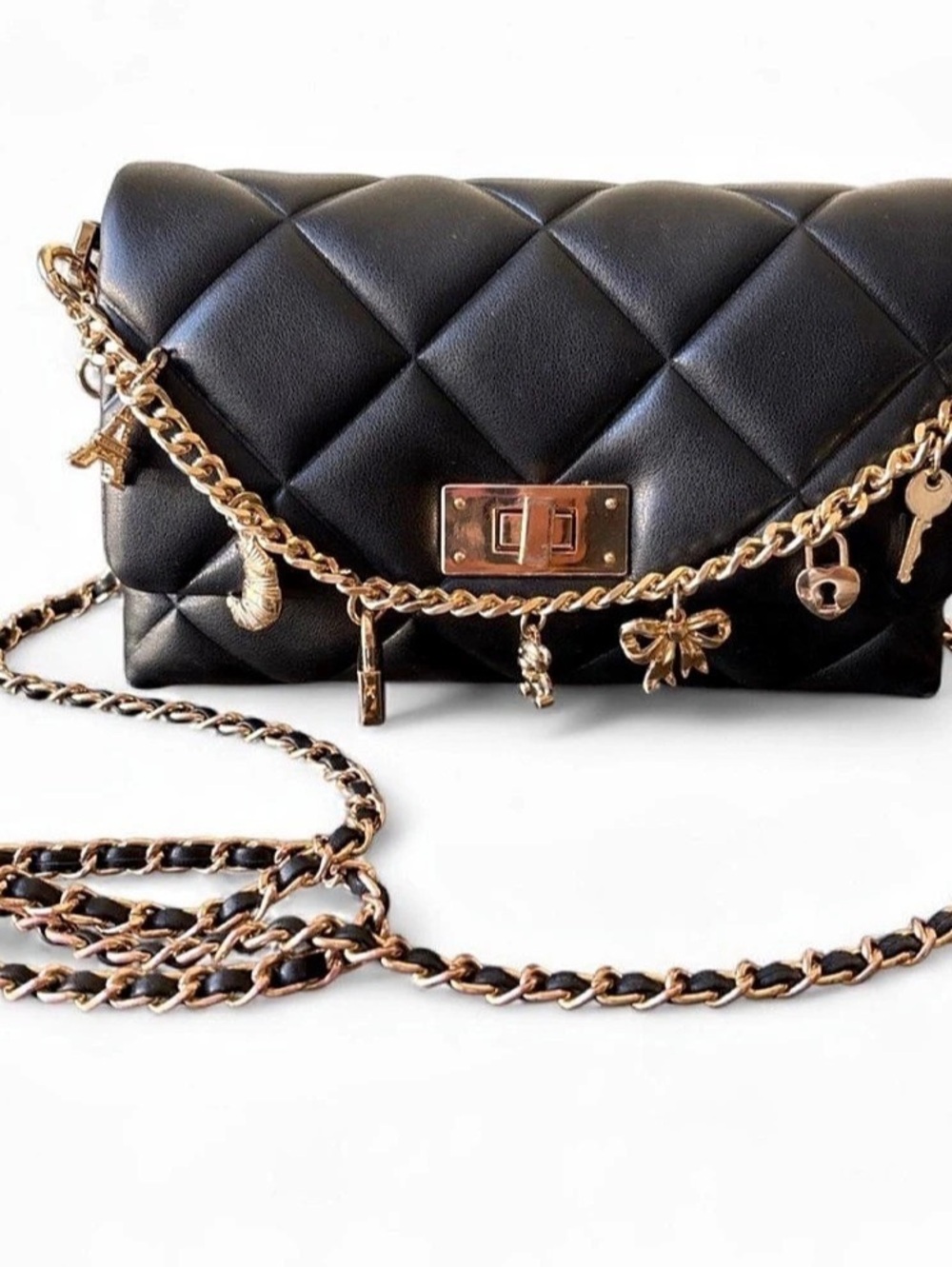 ALDO Quilted Chain Shoulder Bag in Black